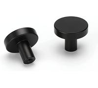LONTAN 12 Pack Black Aluminum Alloy Drawer Knobs, Round, Matte Black, 2.6 cm x 3 cm, Modern Style, Cupboard, Drawer, Wardrobe, Door