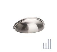 LONTAN 15 Pack Brushed Nickel Cup Handles 76mm Hole Centers 3 Inch Kitchen Cabinet Handles Suitable for Cabinets and Drawers in Bedrooms, Kitchens, Study Rooms, and Living Rooms, Zinc Alloy