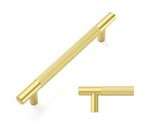 LONTAN 15 Pack Gold Kitchen Cupboard Handles 128mm Hole Centers Sandy Gold Drawer Handles