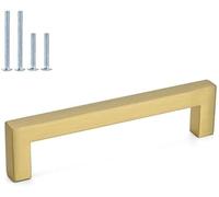 LONTAN 15 Pack Gold Kitchen Cupboard Handles 160mm Square Brushed Brass Cabinet Handles Wardobe Bathroom Kitchen Drawer Pulls Stainless Steel