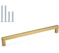LONTAN 15 Pack Gold Kitchen Handles 288mm Square Brushed Brass Cupboard Handles Wardobe Bathroom Stainless Steel Kitchen Cabinet Door Handware