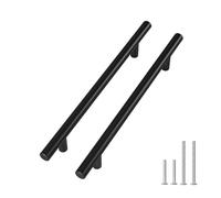 LONTAN 15 Pack Kitchen Door Handles 160mm Black Kitchen Cupboard Handles Drawer Pulls for Bathroom Bedroom Cabinet Wardrobe T-Shaped Stainless Steel Pulls