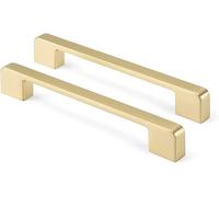LONTAN 15 Pack Kitchen Door Handles 96mm - Gold Cabinet Pulls for Cupboards, Drawers, Bathroom - Square Zinc Alloy Handles