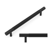 LONTAN 20 Pack Black Handles 160mm Hole Centers Black Kitchen Door Handles Knurled Cabinet Handles T-Bar Aluminium Alloy