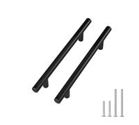LONTAN 20 Pack Black Kitchen Cupboard Handles 128mm Black Kitchen Handles Drawer Pulls for Bathroom Bedroom Cabinet Wardrobe T-Shaped Stainless Steel Pulls