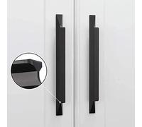 LONTAN 20 Pack Black Kitchen Door Handles 192mm Kitchen Cabinet Black Cupboard Handles for Aluminum Alloy Wardrobe Bathroom Shower Drawer Pulls