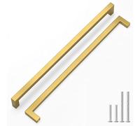 LONTAN 20 Pack Brushed Brass Kitchen Handles 320mm Square Gold Kitchen Cupboard Handles Wardobe Bathroom Stainless Steel Cabinet Door Handware