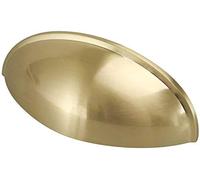 LONTAN 20 Pack Gold Cup Handles 76mm Hole Centers 3 Inch Brushed Brass Cup Cupboard Handles Suitable for Cabinets and Drawers in Bedrooms, Kitchens, Study Rooms, and Living Rooms, Zinc Alloy