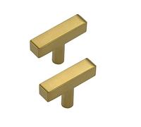 LONTAN 20 Pack Gold Cupboard Knobs Brushed Brass Cabinet Knobs for Kitchen and Drawers Stainless Steel