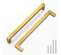 LONTAN 20 Pack Gold Kitchen Door Handles 224mm Square Brushed Brass Cabinet Handles Wardobe Bathroom Stainless Steel Kitchen Cupboard Door Handware