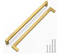 LONTAN 20 Pack Gold Kitchen Handles 288mm Square Brushed Brass Cupboard Handles Wardobe Bathroom Stainless Steel Kitchen Cabinet Door Handware