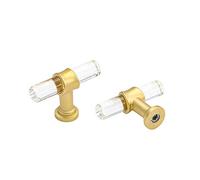LONTAN 20 Pack Kitchen Cabinet Knobs Brass Cupboard Knobs Arylic Cupboard Door Knobs Gold Drawer Knobs Gold Kitchen Knobs T Bar Drawer Pull Knobs 12mm Diameter