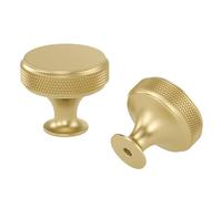 LONTAN 20 Pack Knurled Gold Drawer Knobs Brass Gold Cabinet Knobs Round Aluminum Alloy Single Hole Cupboard Handles