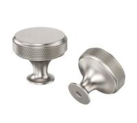 LONTAN 20 Pack Silver Cabinet Knobs Brushed Satin Nickel Drawer Knobs Knurled Cupboard Knobs Round Cabinet Knobs Aluminum Alloy Single Hole Cupboard Handles