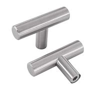 LONTAN 20 Pack Silver Cupboard Knobs - Brushed Nickel T Bar Kitchen Cabinet Handles - Stainless Steel Singel Hole Cupboard Door Knobs for Chest of Drawers