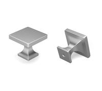 LONTAN 20 Pack Silver Square Cupboard Door Knobs Zinc Alloy Brushed Nickel Cabinet Knobs for Kitchen Drawer and Wardrobe Bathroom Shower