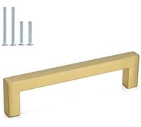LONTAN 25 Pack Gold Kitchen Cupboard Handles 160mm Square Brushed Brass Cabinet Handles Wardobe Bathroom Kitchen Drawer Pulls Stainless Steel
