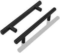 LONTAN 30 Pack Black Cupboard Handles 256mm Black Kitchen Handles Drawer Pulls Kitchen Door Pulls for Cabinet Wardrobe Bathroom Stainless Steel