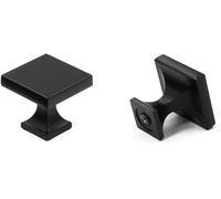 LONTAN 30 Pack Black Square Cabinet Knobs Zinc Alloy Black Cupboard Knobs for Kitchen Drawer and Wardrobe Bathroom Shower