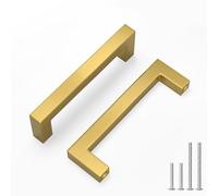 LONTAN 30 Pack Gold Drawer Handles 96mm Square Gold Kitchen Cupboard Handles Wardobe Bathroom Stainless Steel Kitchen Drawer Pulls