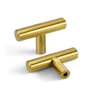LONTAN 30 Pack Gold Kitchen Cabinet Handles and Knobs - Brass Bathroom Cupboard T Bar Door Knobs - Modern Single Hole Drawer Pulls