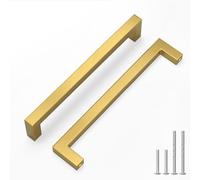 LONTAN 30 Pack Gold Kitchen Door Handles 192mm Square Brushed Brass Cupboard Handles Wardobe Bathroom Kitchen Cupboard Door Pulls Stainless Steel
