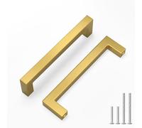 LONTAN 30 Pack Gold Kitchen Handles 128mm Square Brushed Brass Cupboard Handles Wardobe Bathroom Kitchen Cupboard Door Pulls Stainless Steel