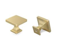 LONTAN 30 Pack Gold Square Cabinet Knobs Zinc Alloy Gold Cupboard Knobs for Kitchen Drawer and Wardrobe Bathroom Shower