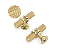 LONTAN 5 Pack Gold Kitchen Cupboard Knobs Drawer Knobs, Knurled Grip, Aluminum Alloy Hardware for Furniture, Cabinet, Drawer, Wardrobe, Dresser