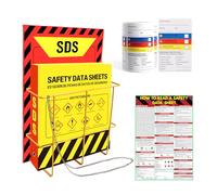 Lontcs MSDS SDS Binder and Wall Station Set,Yellow Heavy Duty 3 Inch Material Safety Data Sheet 3 Ring Binder with SDS Wire Rack and Display Sign,Chain,Safety Posters,MSDS Labels,Binder Wall Mount