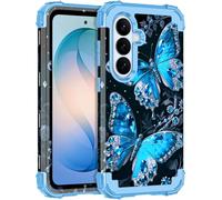 LONTECT for Galaxy S26 5G Case Grow in The Dark Shockproof 3 in 1 Heavy Duty Rugged Hybrid Sturdy High Impact Drop Protective Cover Flower Case Grow in The Dark,Sapphire