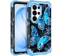 LONTECT for Galaxy S26 Ultra 5G Case Grow in The Dark Shockproof 3 in 1 Heavy Duty Rugged Hybrid Sturdy High Impact Drop Protective Cover Flower Case Grow in The Dark,Sapphire