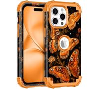 LONTECT for iPhone 14 Pro Max Case 3 in 1 Shockproof Heavy Duty Rugged Hard PC+Soft Silicone Full Body Protective Cover Girls Women Case for Apple iPhone 14 Pro Max, Glow in The Dark Sundial Yellow
