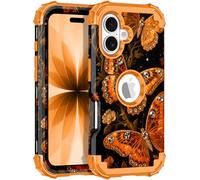 LONTECT for iPhone 17 Case 3 in 1 Shockproof Heavy Duty Rugged Hard PC+Soft Silicone Full Body Protective Cover Girls Women Case for Apple iPhone 17, Glow in The Dark Sundial Yellow