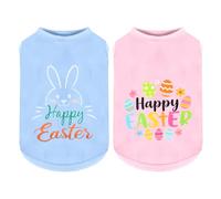 LONTEPET Dog Shirts 2 Pack, Happy Easter Puppy Clothes Cute Pet Outfit Bunny Easters Egg Dog Sleeveless Tank Tops Vests for Pets Girl Boy (Easter, Large)