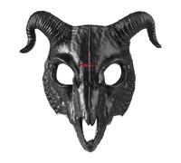 LONTG Adult Goat Skull Mask Scary Sheep Head Mask Realistic Animal Cosplay Party Devil Headwear Fancy Dress Accessory Props for Halloween, Costume Carnival Easter Stage Performance Role Play