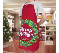 LONTG Christmas Aprons for Men Women Adult Christmas Wreath Apron Cartoon Kitchen Aprons for Xmas Party Chef Cooking Restaurant Baking BBQ Home Kitchen Cooking Christmas Dinner Party Supplies