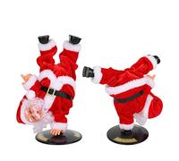 LONTG Father Christmas Figure Singing and Dancing Santa Claus Electric Musical Santa Claus Gift Rotating Handstand Desktop Ornaments Christmas Ornaments Fireplace Decoration