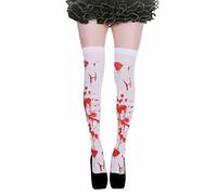 LONTG Halloween Blood Stained Stockings Scary Bloody Socks Over Knee White Tights Hold UP Horror Zombie Ghost Costume Fancy Dress Accessory Props For Adults