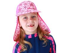 LONTG Kids Swimming Cap with Flap Sun Hat with Neck Cover Sun UV Protection Hat Travel Beach Hat Long Brim Sun Visor Summer Legionnaires Hat UPF+50 for Swimming Biking Fishing Pink