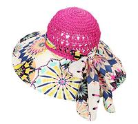 LONTG Women Straw Hat Sun Hat Large Brim Bucket Hat Floppy Sunhat Beach Hat Floral Travel Hat SPF 50+ Summer Big Brim Sun Protection Hat Cap Elegant Ladies Hat with Leopard Print Ribbon Headband Gift