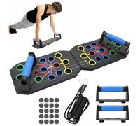 LONTOM 12-in-1 Push Up Board, Portable Folding Workout Station for Chest, Back, Shoulders & Triceps, Press Up Board with Handles, Resistance Bands and Non-Slip Stickers for Men and Women