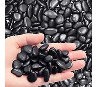 LONTOM 2.2lb Black Small Decorative Pebbles, Gravel River Rock,Natural Polished Stones,Pebbles Gravel for Bamboo Plants,Succulent,Home Decor,Landscaping,Vase Fillers,Hearth