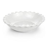 LONTOM 22CM Crinkle Rim Pie Dish for The Oven,Large White Ceramic Deep Pie Dish,Durable Non-Stick Pie Plate Baking Dishes Flan Dish for Pies,Pasty,Shepherd’s Pie,Tarts & Desserts,Pizza Dishwasher Safe