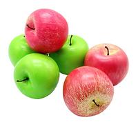 LONTOM 6PCS Artificial Fruit, Lifelike Red Green Apples Fake Fruit, Plastic Fruit Simulation Apple Ornament, Decorative Fake Apples for Home Kitchen Wedding Party Photography Chirstmas Decoration