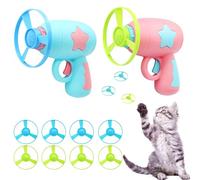 Lontom Interactive Cat Toys - 2 Spinning Launchers with 8 Flying Disc Toys for Indoor Kittens, BPA Free, Cat Exercise Training