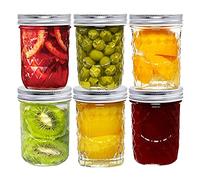 LONTOM Mason Jars with Lids Set of 6,250ml/8.8Oz Jam Jars with Lids, Leak-Proof Pickle Jar Salad Jars Canning Jars,Preserving Wide Mouth Mason Jars for Jams,Pickle,Beans,Honey,Candy,Spices,Meal Prep
