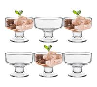 LONTOM Set of 6 Ice Cream Sundae Glasses, 200ml Glass Dessert Bowls, Clear Ice Cream Bowls, Prawn Cocktail Glasses, Trifle Bowl Serving Dishes for Desserts, Pudding, Appetizer, Milkshake