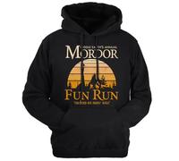 Lontse Middle Earth's Annual,Mordor Fun Run,One Does Not Simply Walk Hoodie Sweatshirt Pullover for Men, Black/R2, L