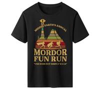 Lontse Middle Earth's Annual Mordor Fun Run one Does not Simply Walk T-Shirt for Men, Black/K2, XL